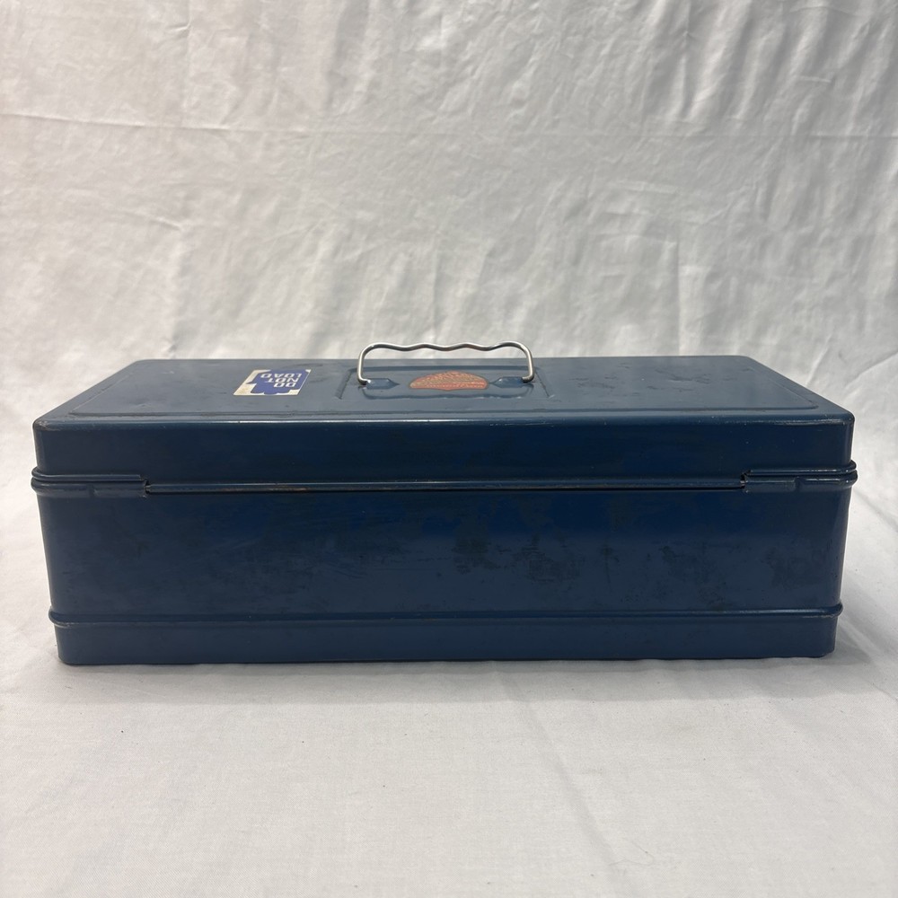 Vintage Mastercraft Blue Metal Tool Tackle Box Walgreen's