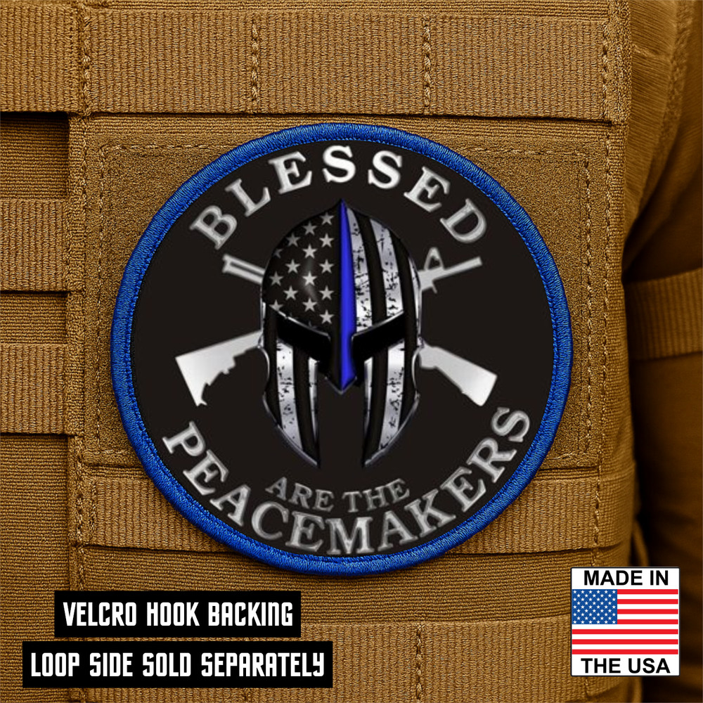 Thin Blue Line, Police Morale Patch, 3" Round Hook & Loop Peacemakers Patch