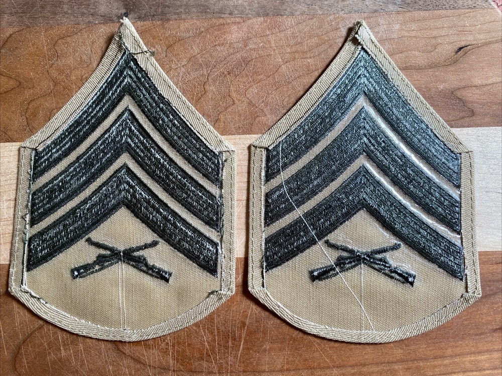 USMC Green & Khaki Sergeant Chevrons Patches