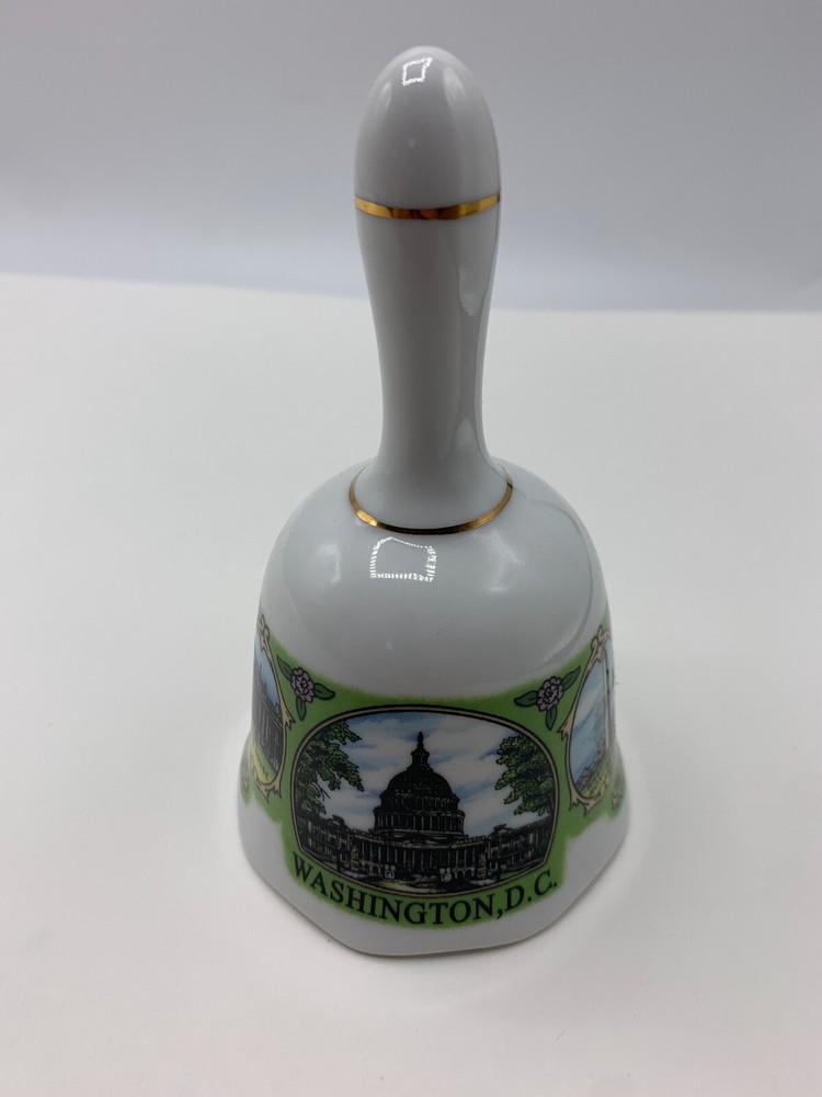 Ceramic Bell Washington D.C. White 5.5" Tall