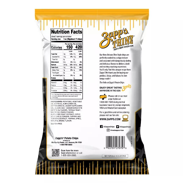 Zapp's Thinz Thin & Crispy Chips VOODOO 2 (2.75 oz. bags)