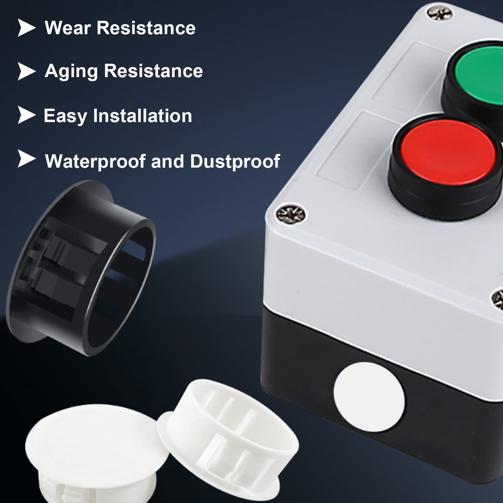 254Pcs 6 Sizes Nylon Plastic Hole Plugs Black Round Drill Hole Flush Type Panel