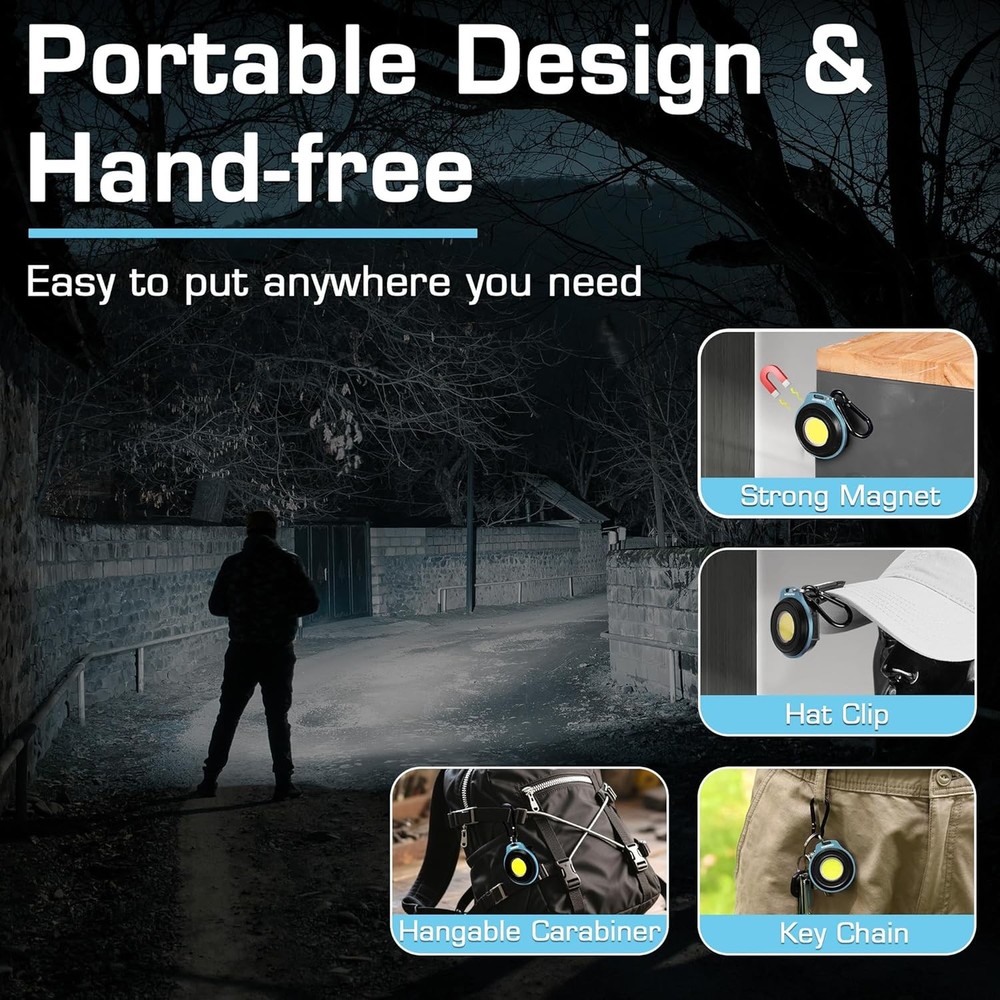WORKPRO COB Keychain Light Rechargeable Magnetic Mini Flashlight with Hat Clip