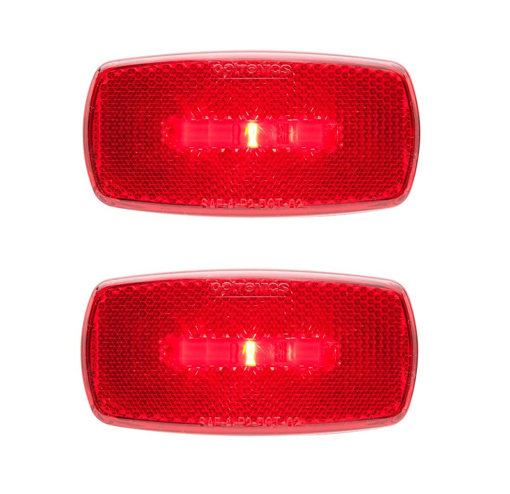(2) Optronics Red LED Clearance Marker Light 1 Diode 4" x 2" Surface RV Trailer
