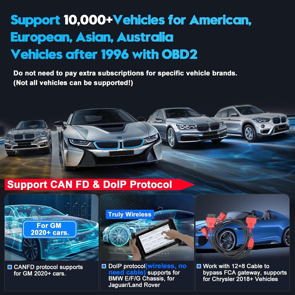 XTOOL D7W WIFI Wireless Auto Diagnostic Scan Tool Full System E.CU Coding DoIP