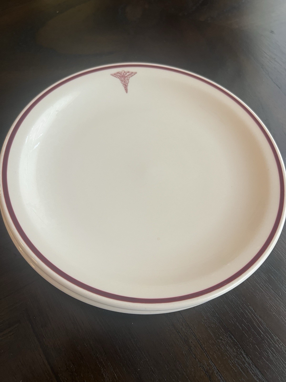 Set of 2 Vintage 9” Dishes Army Medical Corps Red Caduceus Homer Laughlin