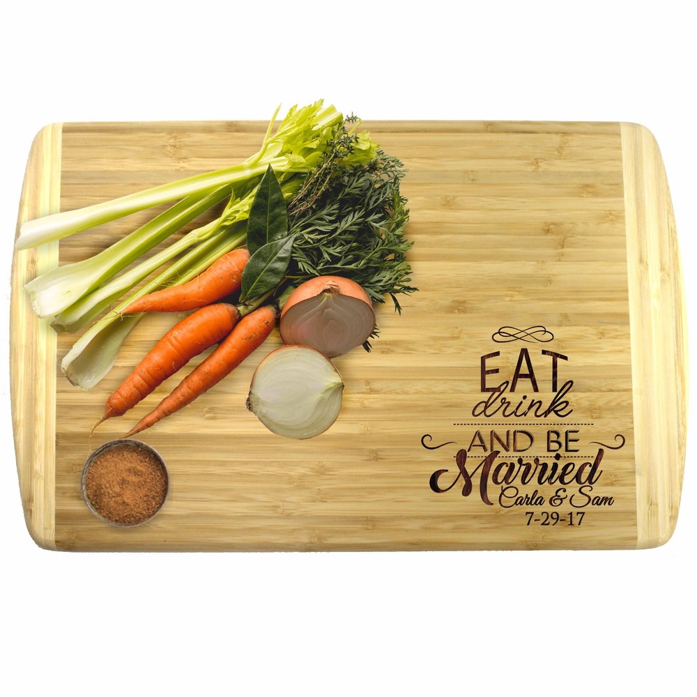 Eat Drink and Be Married Premium Cutting Board - Personalized Wedding Gift