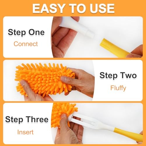 2 Pcs with 1 Handle Reusable Duster Refills, Washable Microfiber Dusters,
