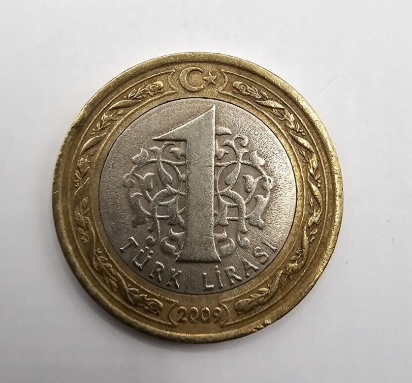 2009 Turkey 1 Lira KM#1244 circulated