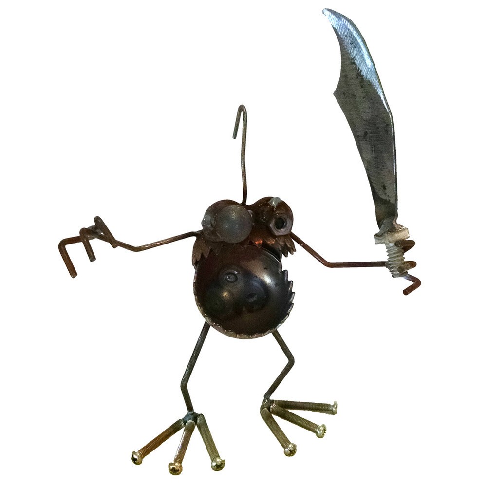 Sugarpost Gnome Be Gone Mini Pirate with Sword Welded Metal Art