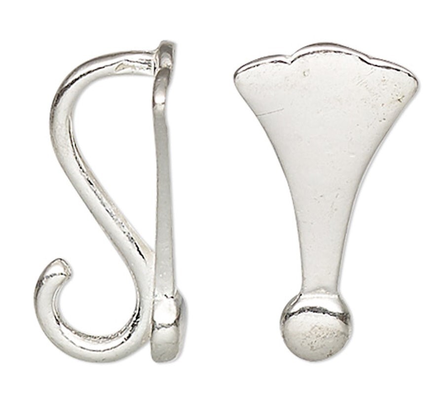 2 Sterling Silver 15x8mm Fan Bails with Hidden Loop for Pendant