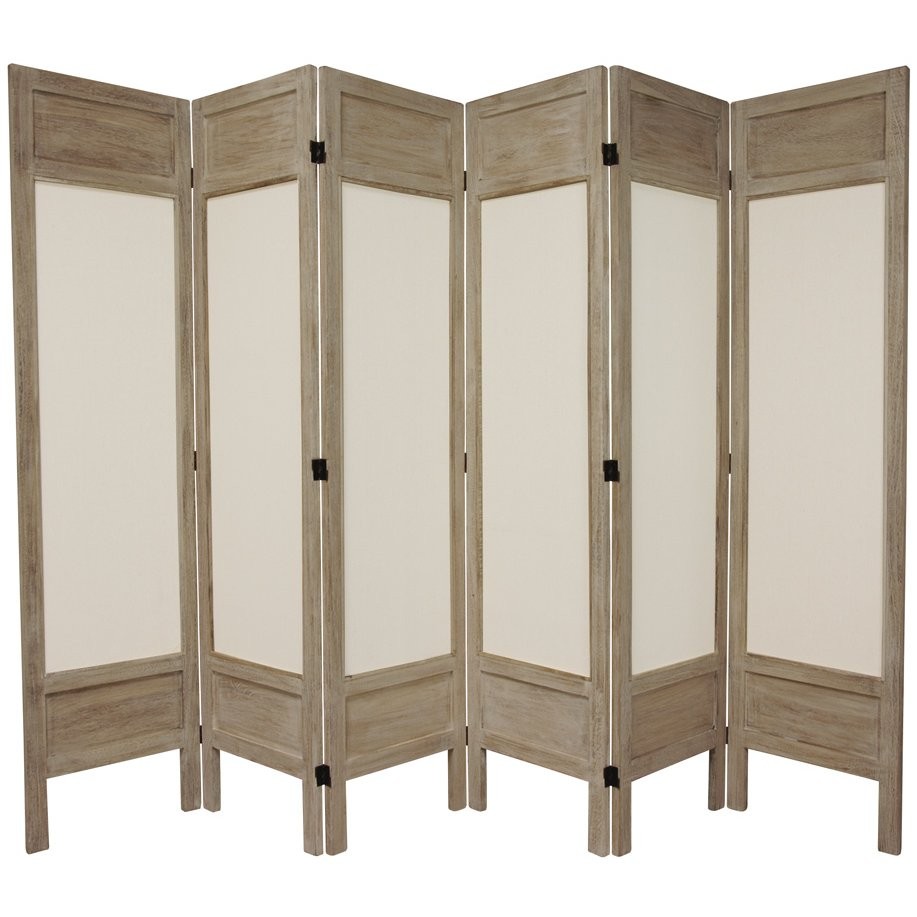 5 1/2 ft. Tall Solid Frame Fabric Room Divider - Burnt Grey - 6 Panel