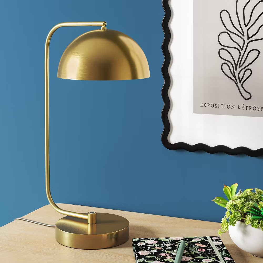 Glossy Metal Table Lamp Brass - Room Essentials