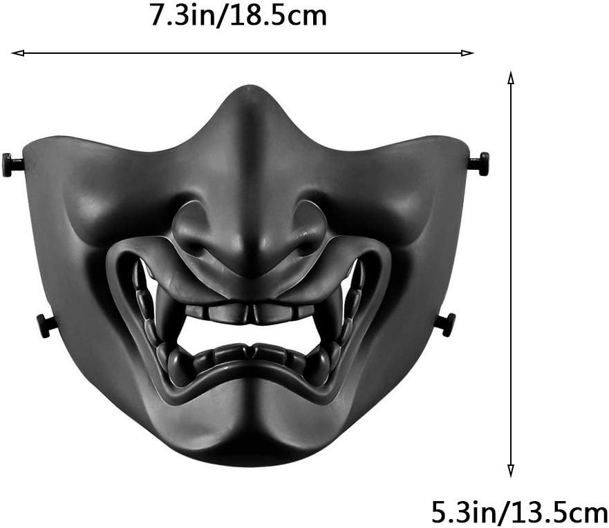 Customizable Airsoft Half Face Mask - Samurai Oni Design for Cosplay & Games