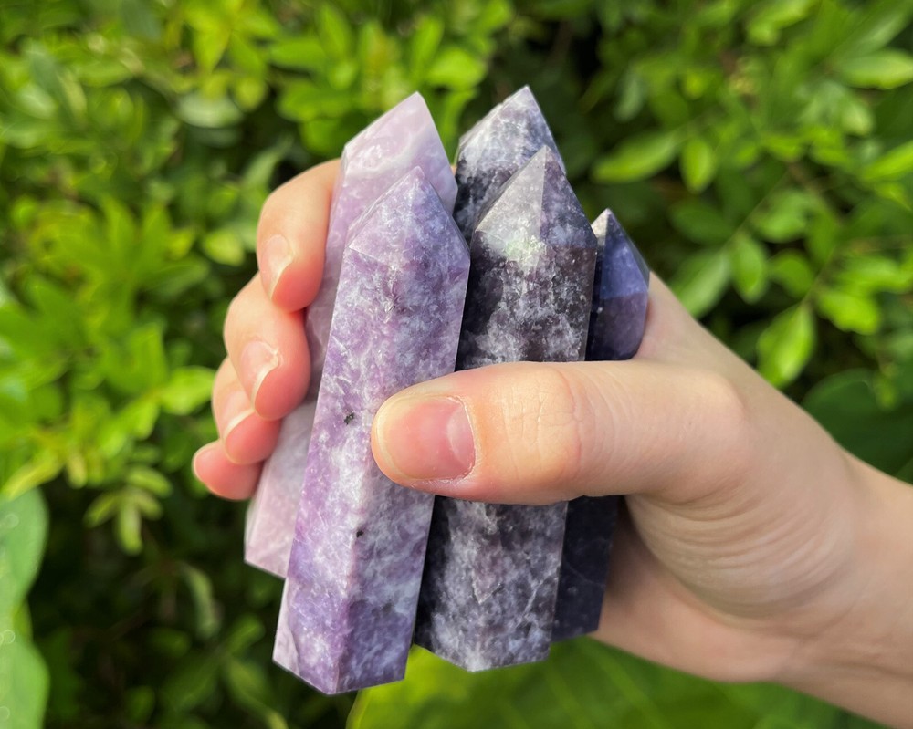 Lepidolite Obelisk (6-Sided Lepidolite Crystal Tower, A Grade Lepidolite Point)