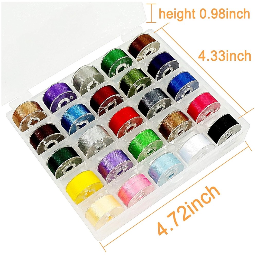 25pcs Assorted Colors Prewound Bobbin Thread Set