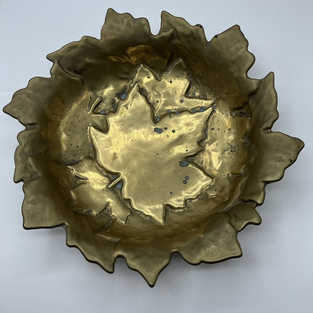 Italian Solid Brass Maple Leaf Decorative Bowl MCM , Academia, Fall, Cottage