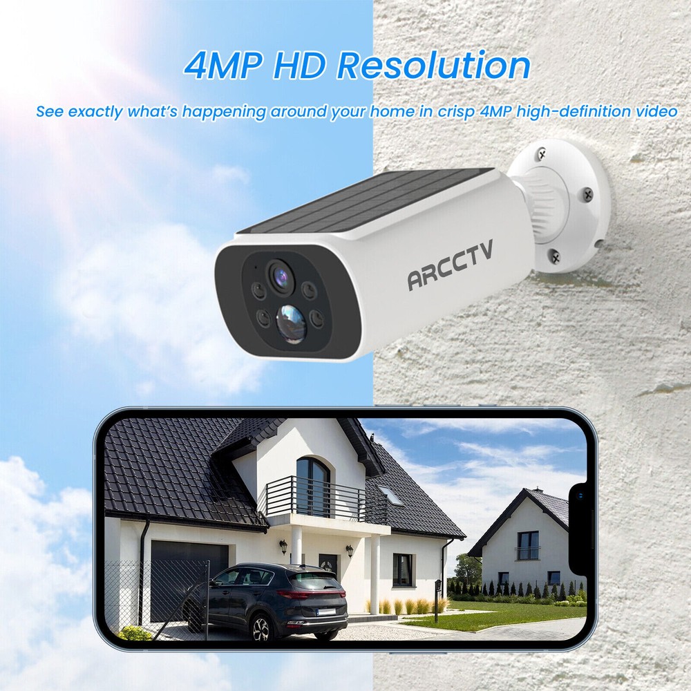 ARCCTV 4 PACK Wireless Security Camera Outdoor Solar Battery Powered Home IP65
