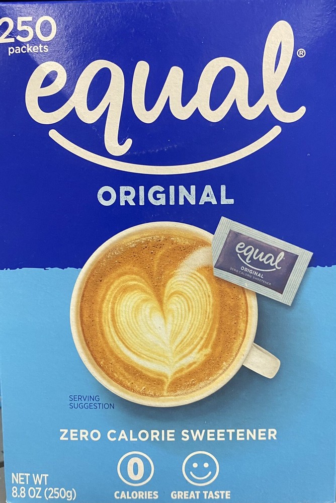 2x EQUAL ORIGINAL Zero Calorie Sweetener 250 Count Packets 8.8 oz Box - 2 PACK