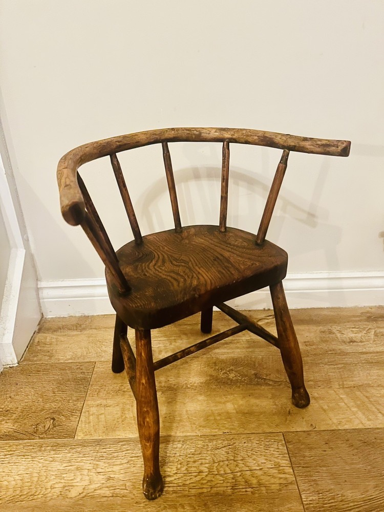 Antique apprentice piece stick back chair authentic primitive very rare original