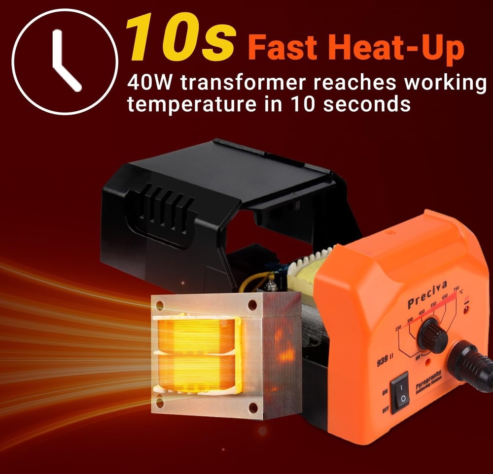 40W Adjustable Temperature Wood Burning Kit & Pyrography Tool Set