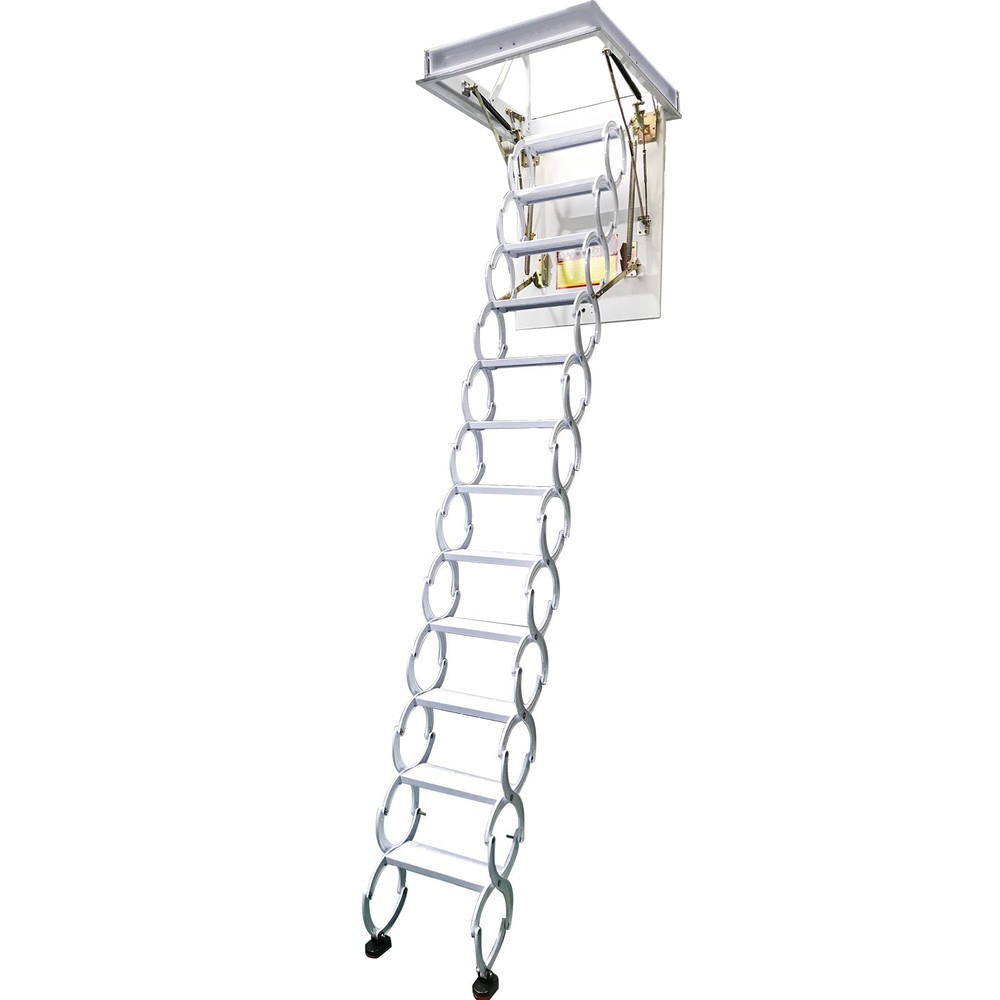 9.84ft Folding Loft Ladder Stairs 12 Steps Attic Pull Down Ceiling Ladder
