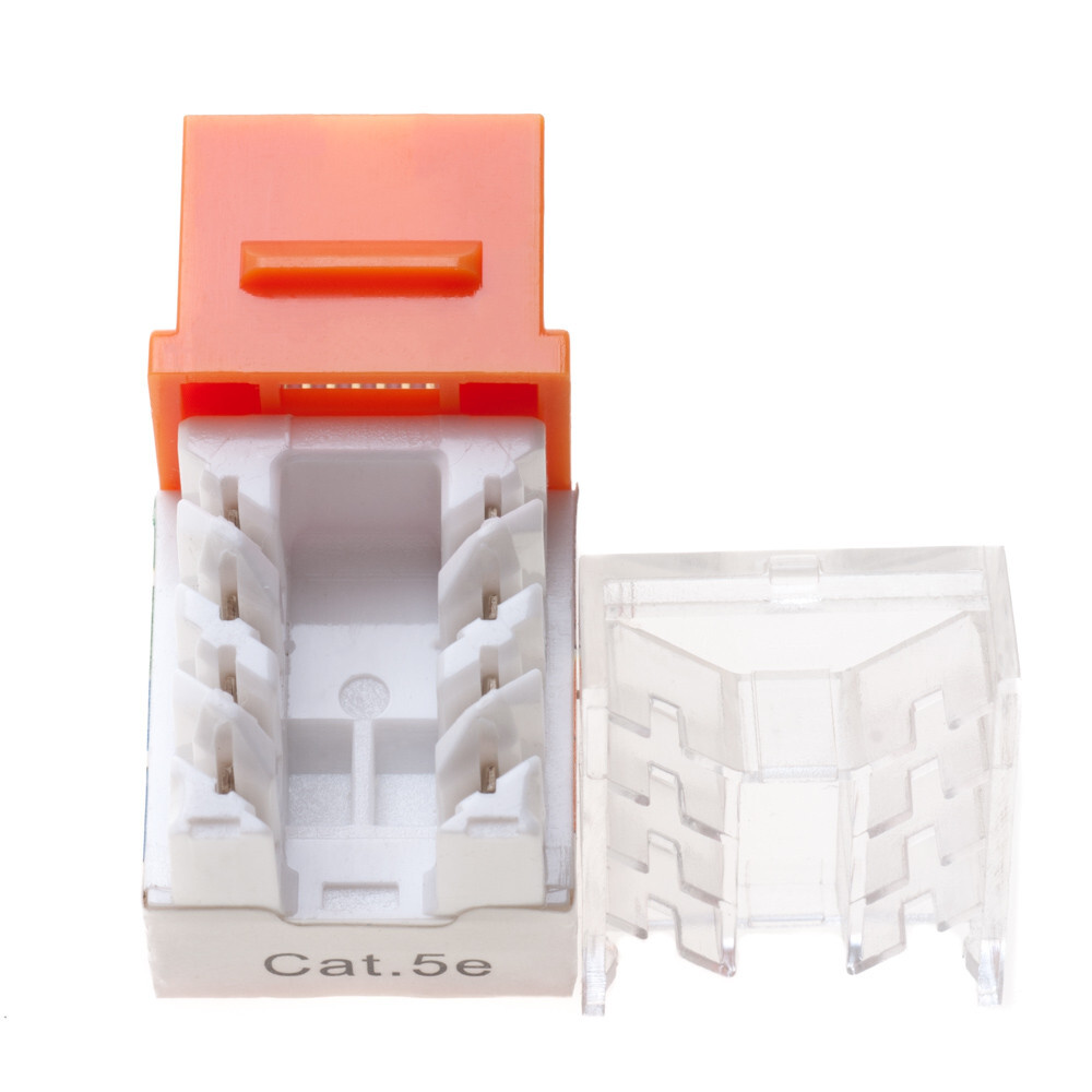 10 pack Cat5e 45° Angled Keystone Jack Network 110 Punchdown 8P8C Cat5 Orange