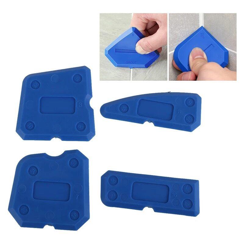 4-Piece Caulking Tool Set Kit Silicone Rubber Flexible Smooth Edge Corner❥