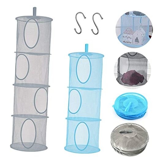 2pcs Hanging Mesh Storage Organizer Bag Foldable Space Saving Organizer with