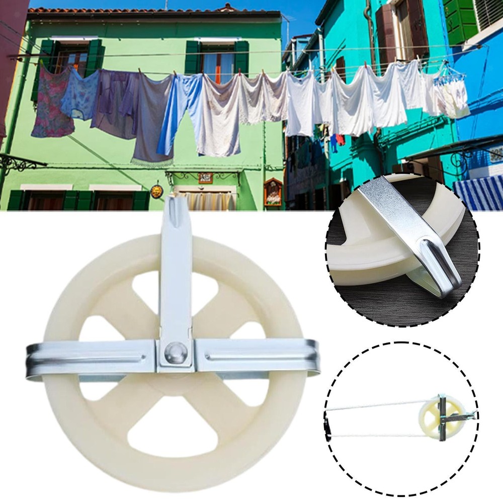 5inch Clothesline Puller Nylon Rope Pulleys System Cable Pulleys