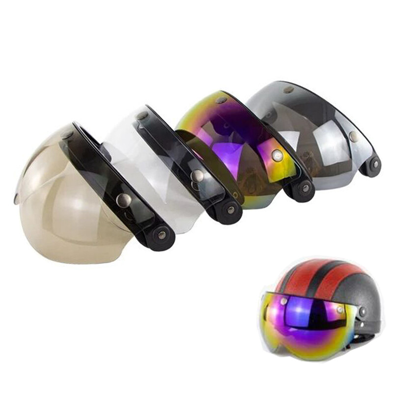 Motorcycle Half Helmet 3-Snap Flip Up Visor Face Wind Shield Goggles
