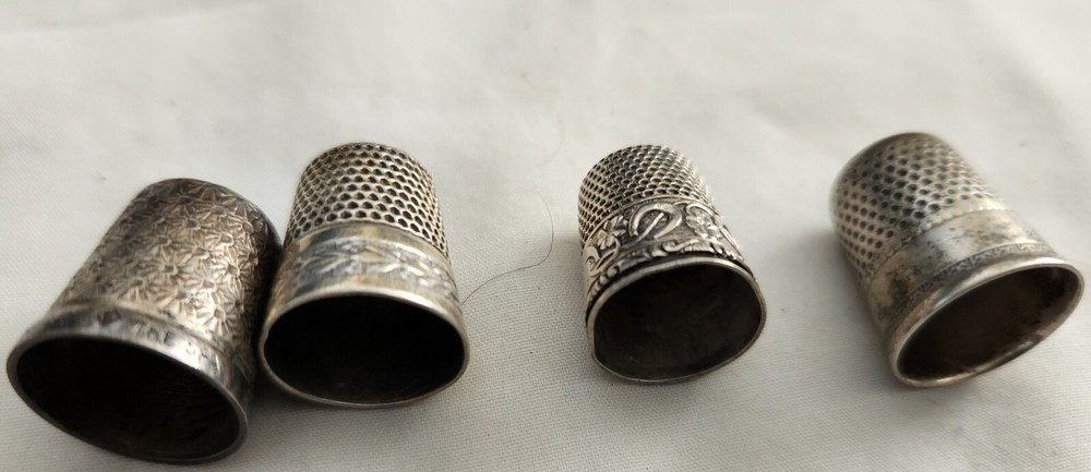 4 VICTORIAN STERLING THIMBLES ALL GOOD