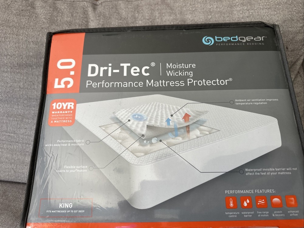 Bedgear Dri-Tec Performance Mattress Protector 5.0  KING SIZE New