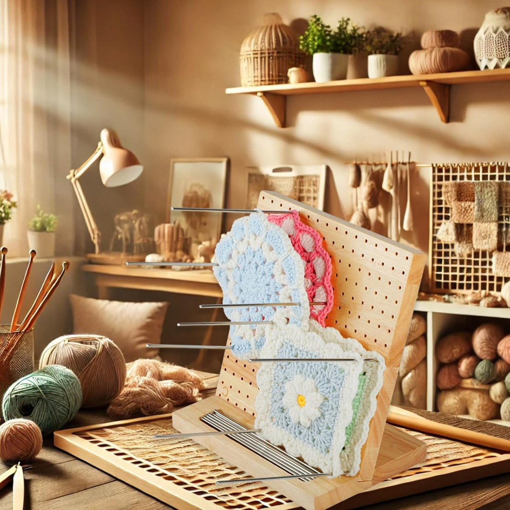 Blocking Boards for Crochet Projects, 8.5" Crochet Blocking Board with 15 Peg...