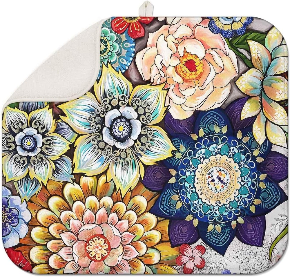 Boho Drying Mat Boho Flower Kitchen Counter Stone Lar Dish Drying Mats