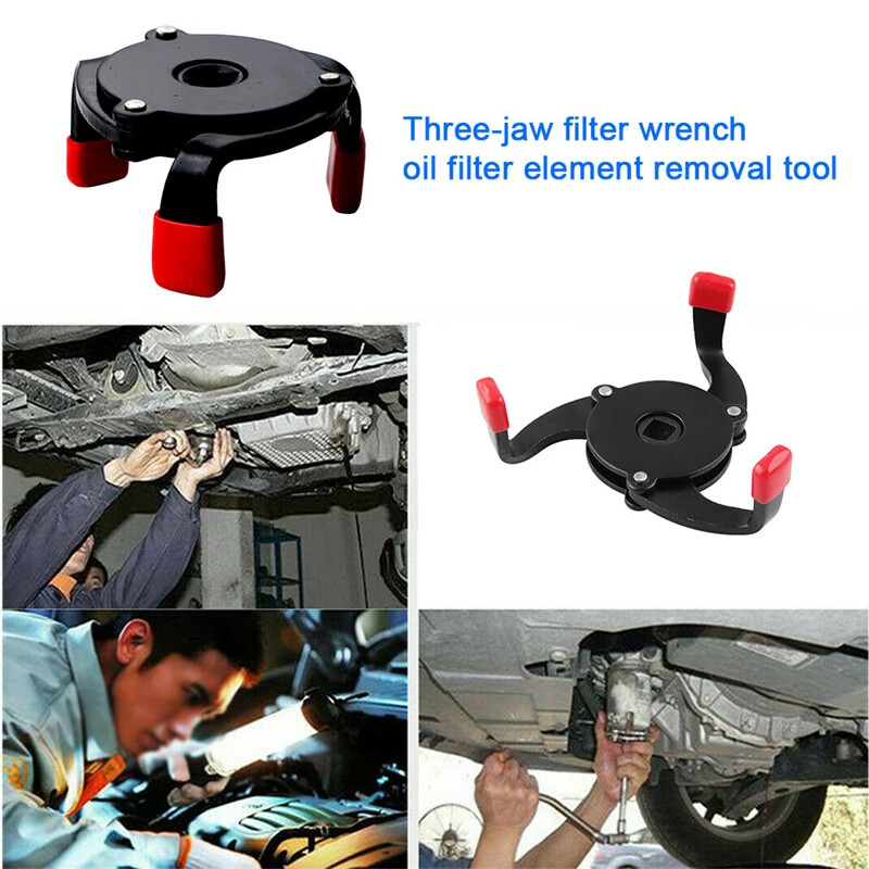 Universal 3 Jaws Oil Filter Wrench Adjustable Spanner Remover Removal Tool