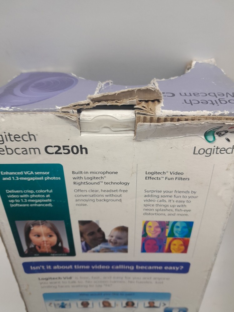 Logitech Webcam Camera C250h Easy Video Calling Wired Headset Open Box 1.3mp