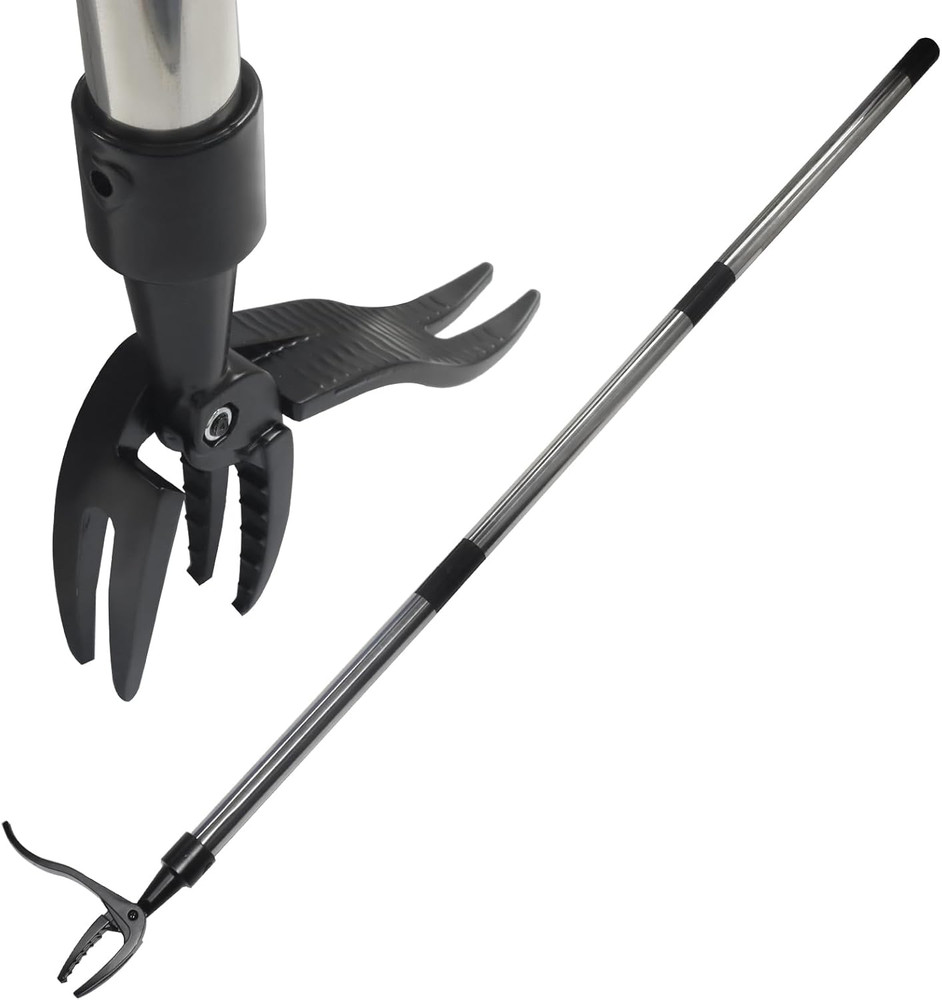 1Pcs Weed Puller, Stand up Weeder Weeding Tool, with Black Claw & Long Silver Me