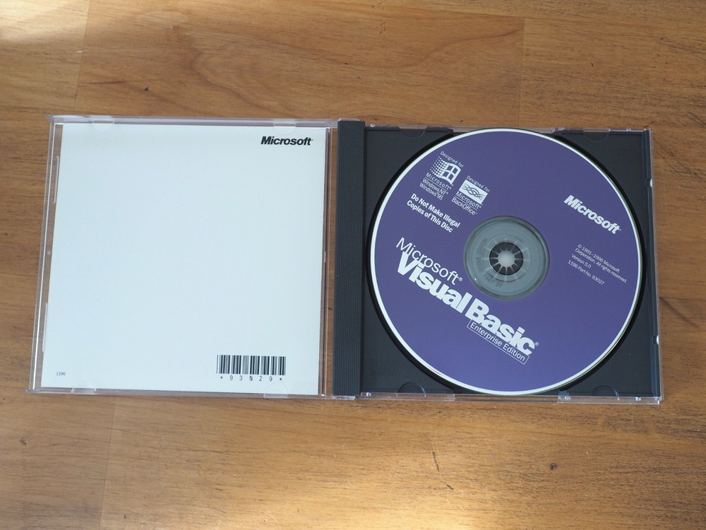 Microsoft Visual Basic 5.0 Enterprise Edition Software w Product Key Windows 95