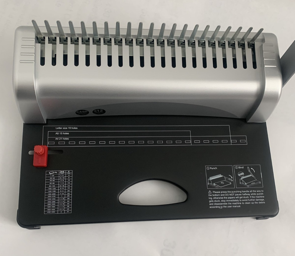 FLK Tech Binding Machine w/Starter Combs Set for A4-21 Hole /450 Sheets Paper