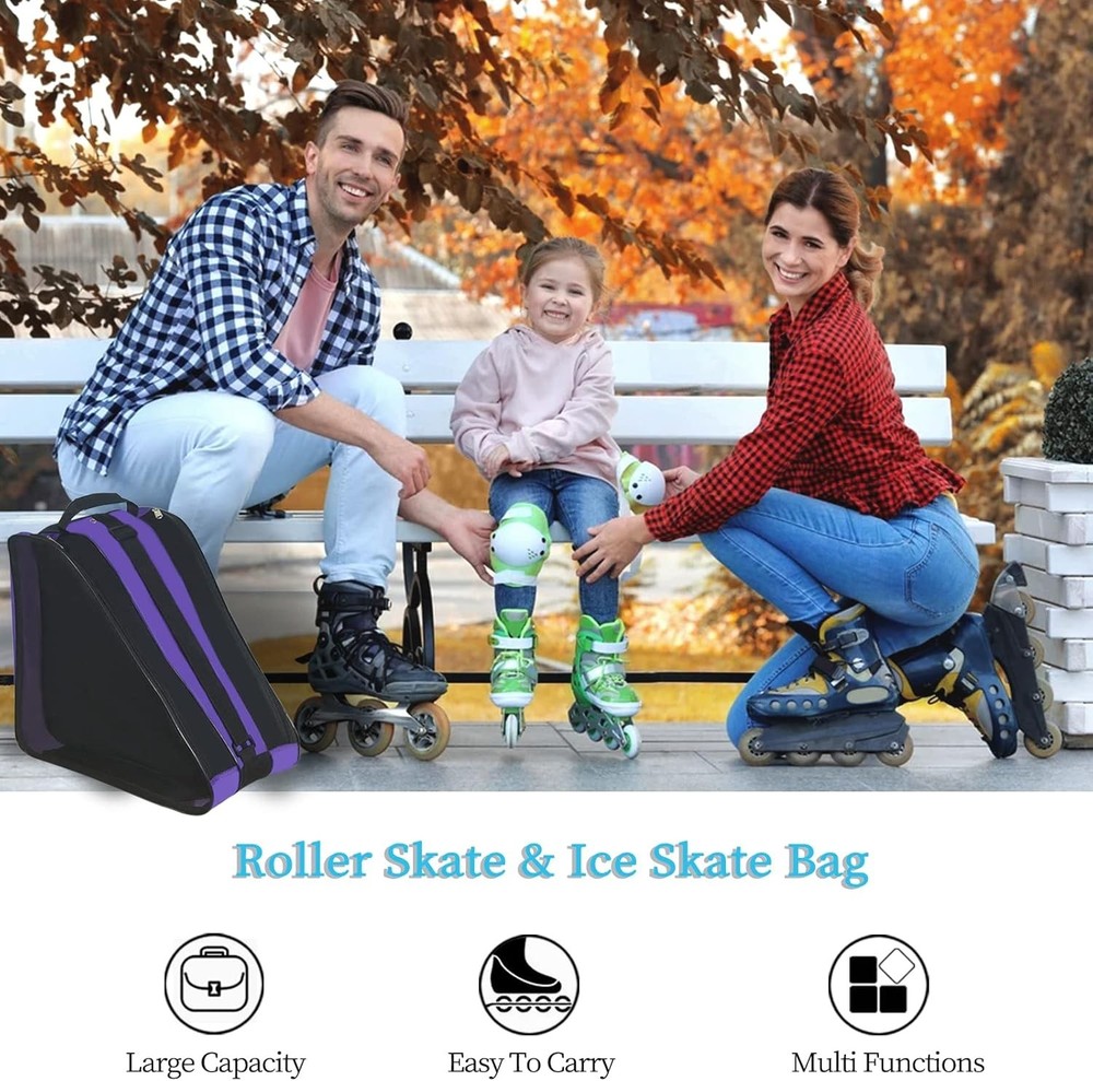 Versatile Skate Bag for Quad and Inline Skates - Large Purple Storage Solution
