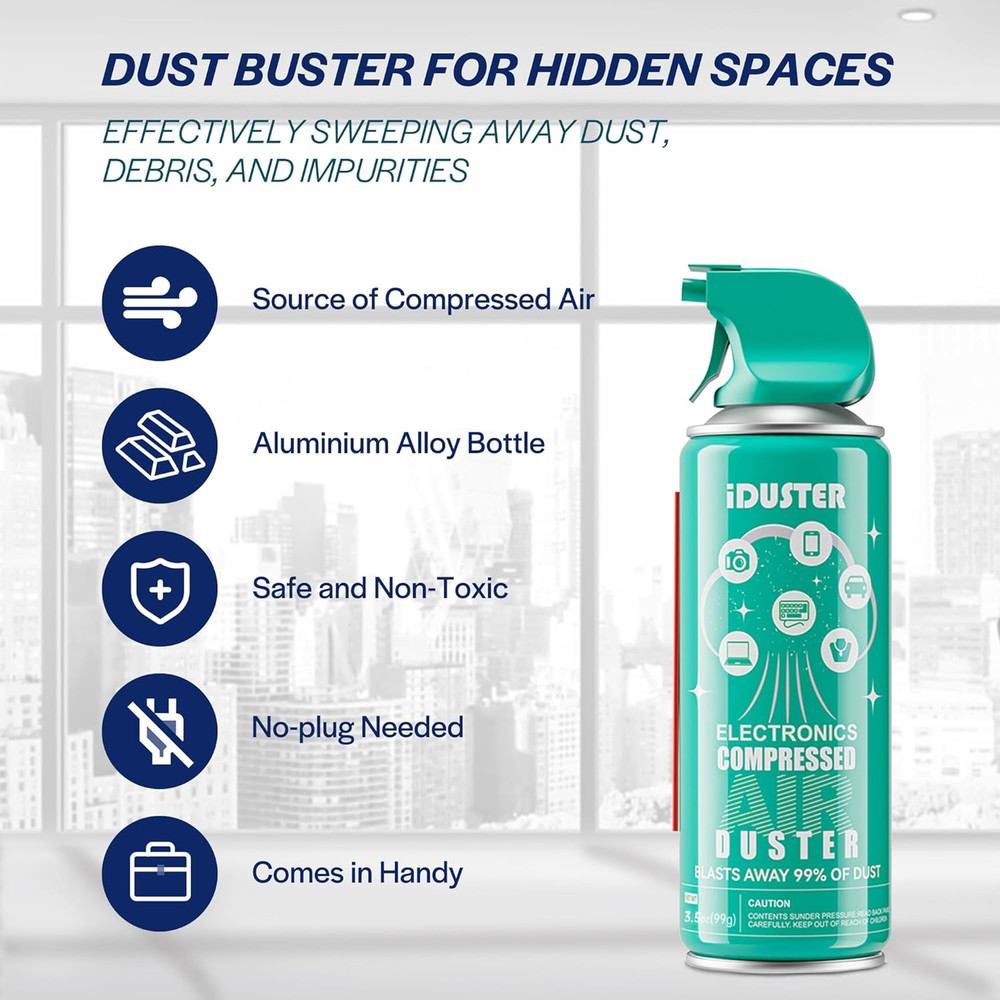 Compressed Canned Air Duster for Computer - Disposable Electronic Keyboard Clean