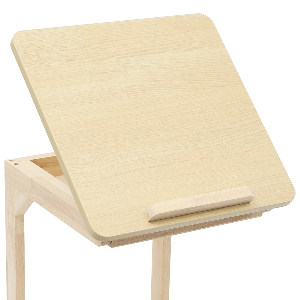 40cm Wood Color C-Shaped End Table Modern Couch Table C Table With Wheels