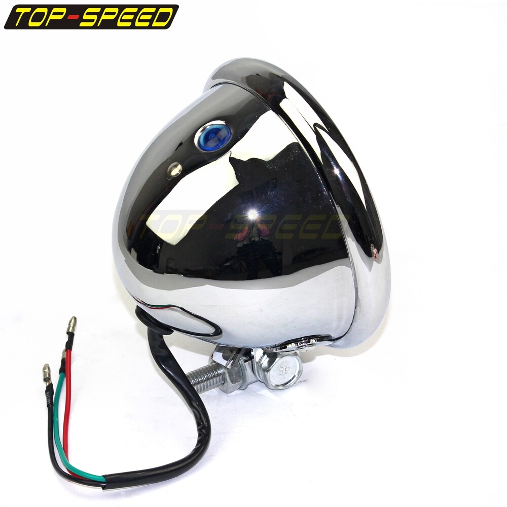 Chrome 4.5'' H4 Bates Style Headlight Front Lighting For Harley Bobber Chopper