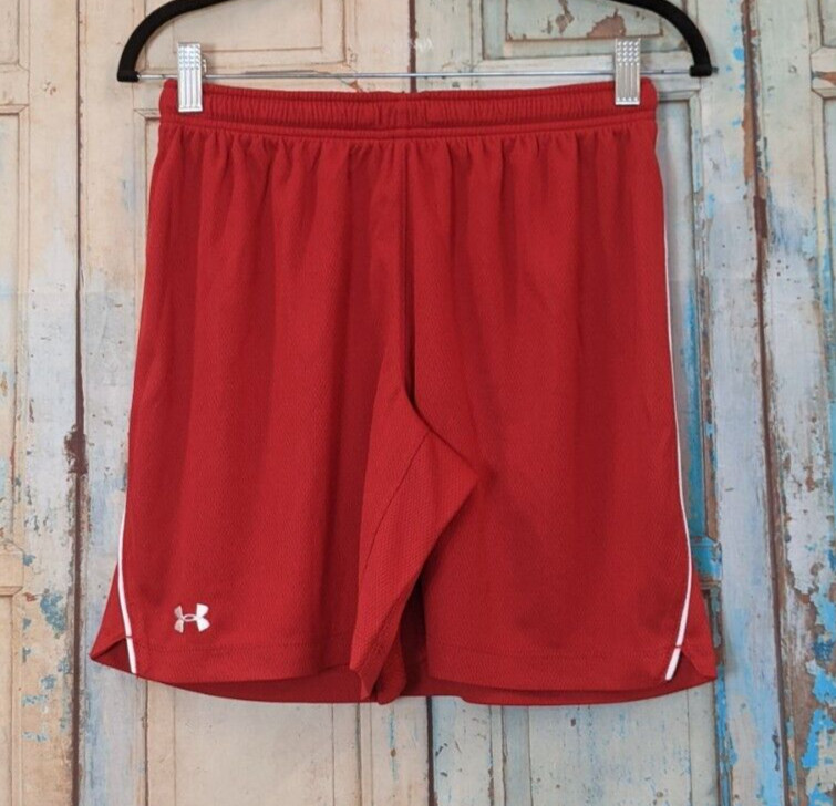 Under Armour Mens Size Small Red Elastic Waist Polyester Pull On Athletic Shorts