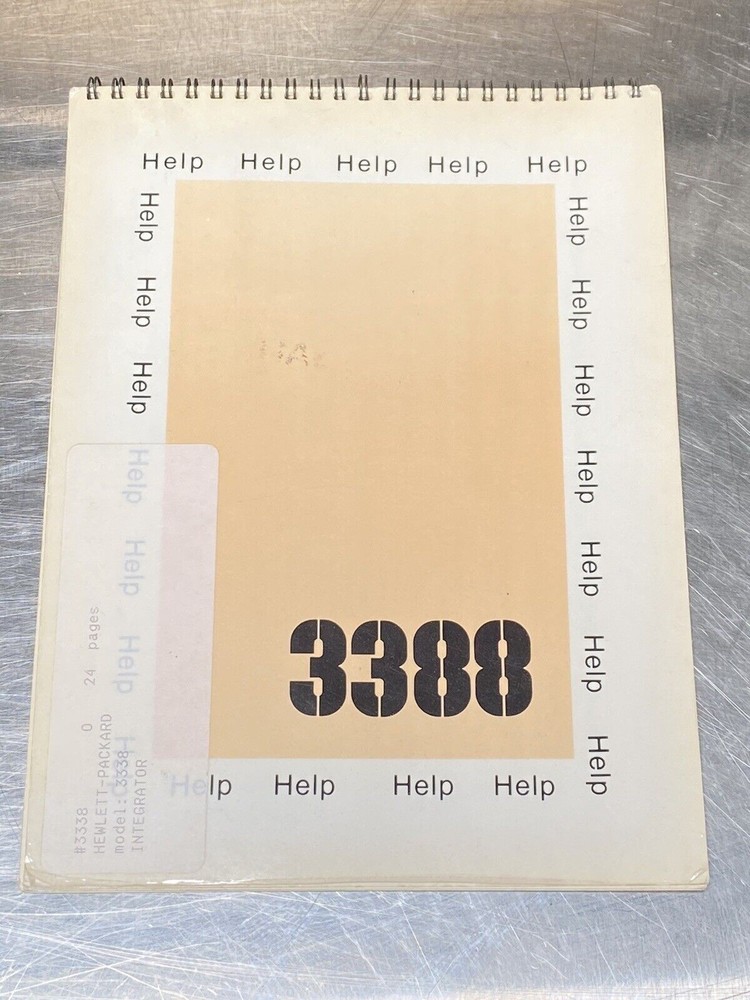 Hewlett Packard HP 3388 Integrator Help - Users Guide / Instruction Manual