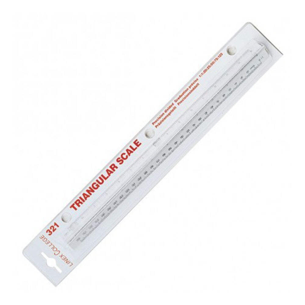 Linex Triangular Scale Ruler White Matte Polysterene Durable Precision Divided