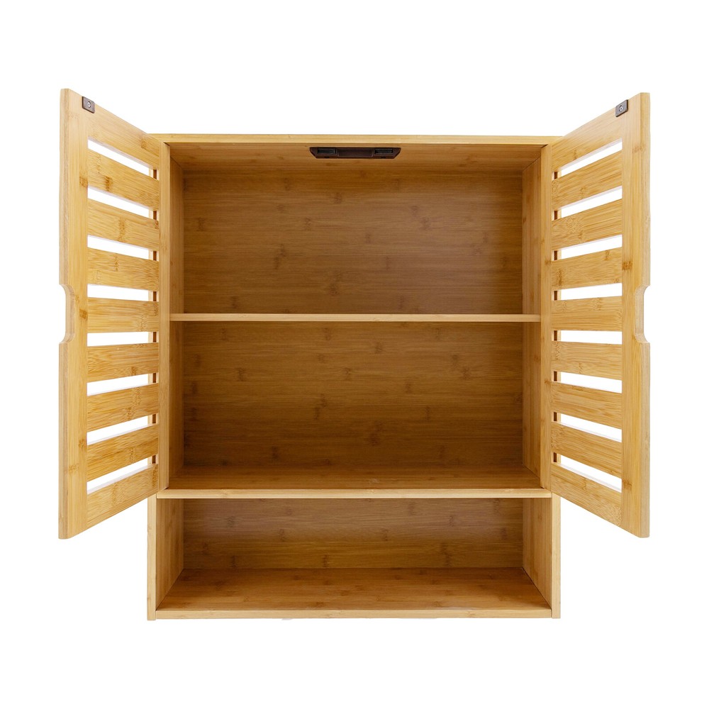 3-Layer Bamboo Storage Cabinets Modern Wall Mounted Decor Racks Storage Cabinets