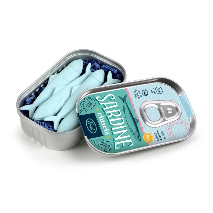 Fred Tin Sardine Erasers