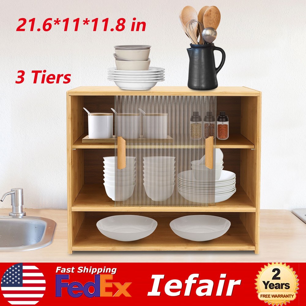 Stability & Solidity Kitchen Storage Stand Cupboard With Glass Door Sideboard